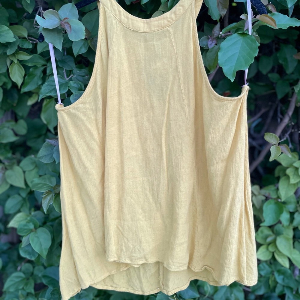 Large Yellow High-neck Forever 21 Flowy Tank Top
